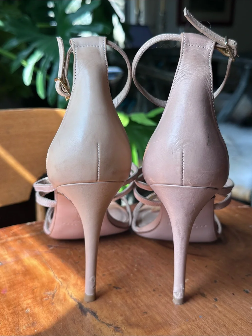 Pura Lopez Nude Strappy Sandals with Multicolor Eye-catching Feather Trim